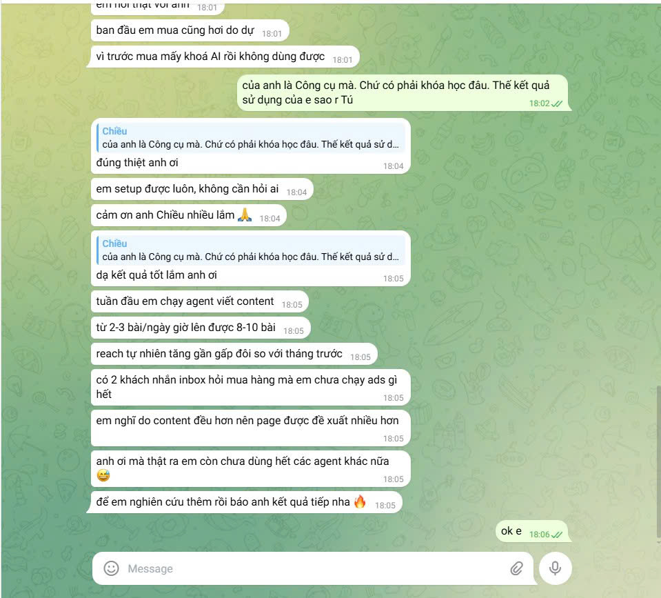 Feedback học viên - reach tăng gấp đôi 2 khách inbox hỏi mua