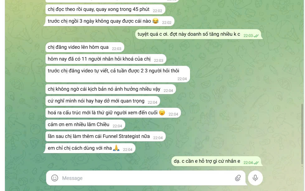 Feedback học viên - quay video xong 45 phút 11 người hỏi khoá